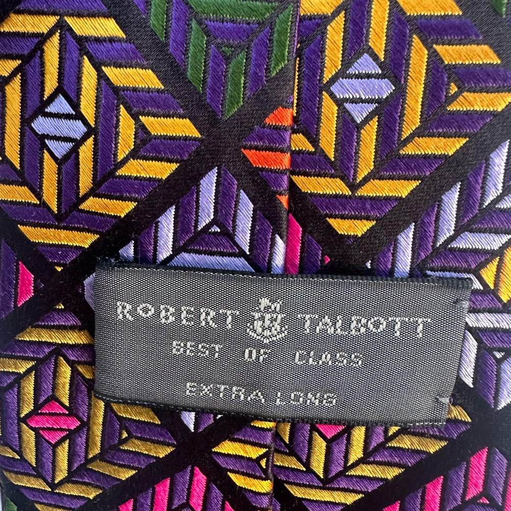 ROBERT TALBOTT Best of Class “Extra Long” Colorful Geometric Pattern Tie